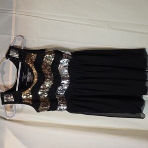 Girls size 4/5 Black, silver, bronze and gold sequins party dress
